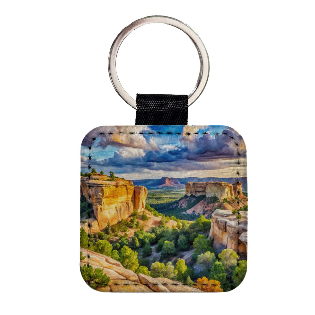 El Malpais National Monument New Mexico Watercolor Style Square Faux Leather Keychain