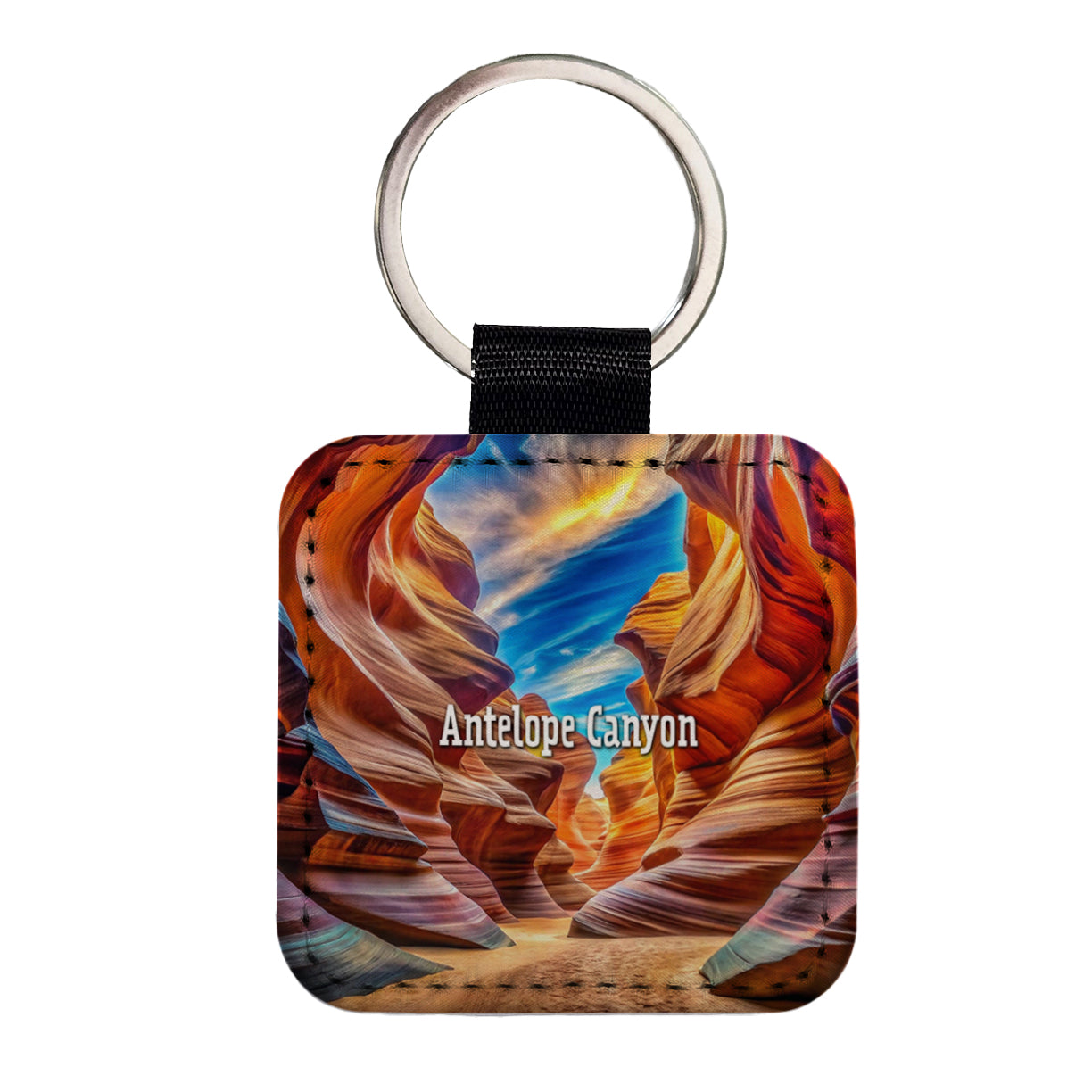 Antelope Canyon Arizona Square Faux Leather Keychain