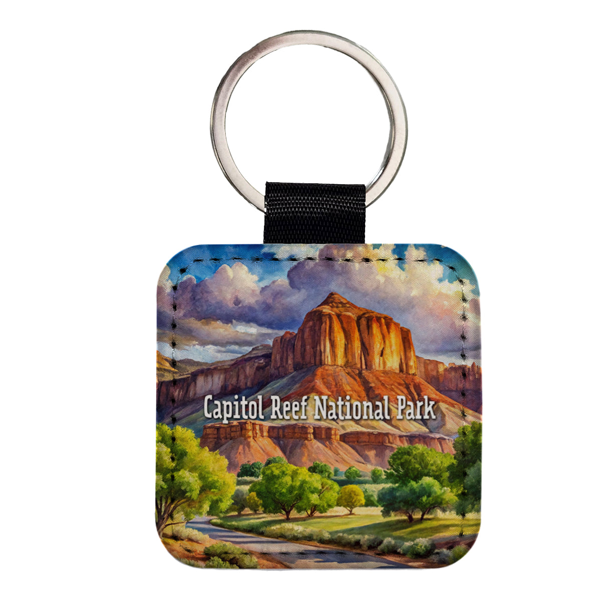 Capitol Reef National Park Utah Square Faux Leather Keychain
