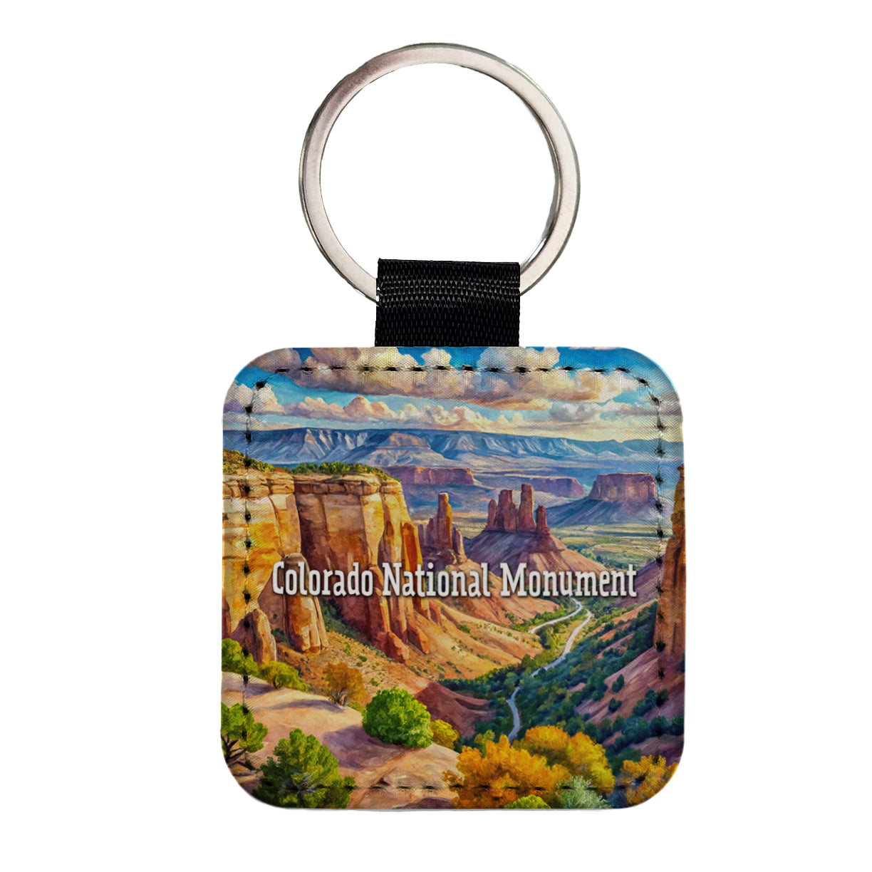 Colorado National Monument Colorado Square Faux Leather Keychain