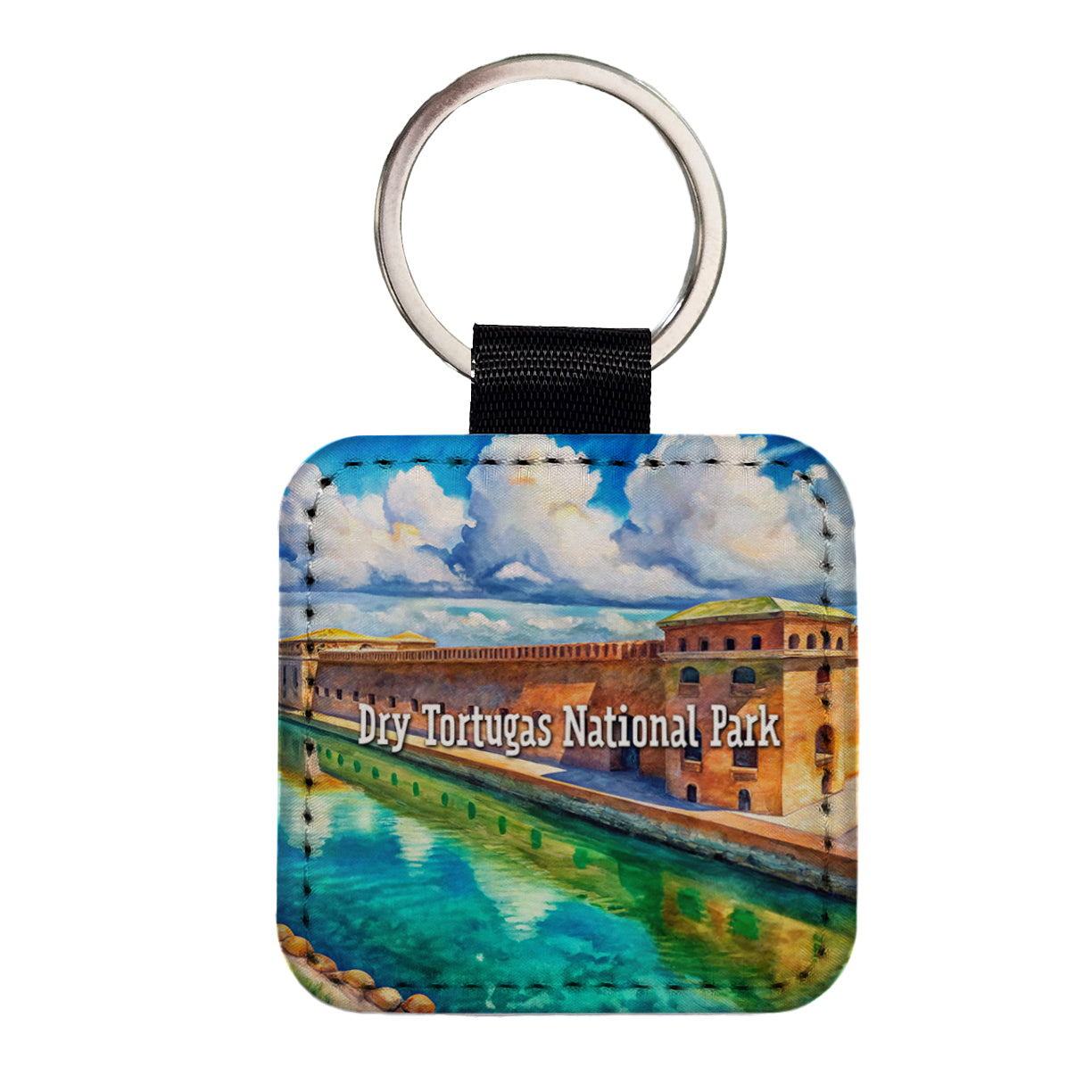Dry Tortugas National Park Florida Square Faux Leather Keychain