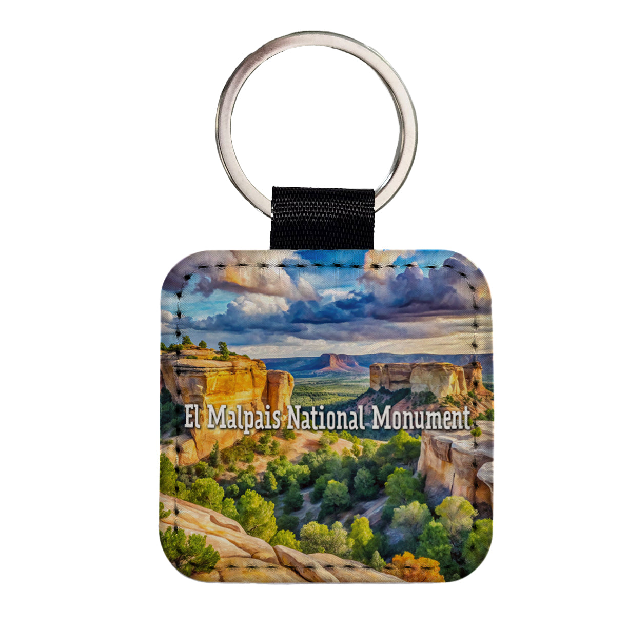 El Malpais National Monument New Mexico Square Faux Leather Keychain