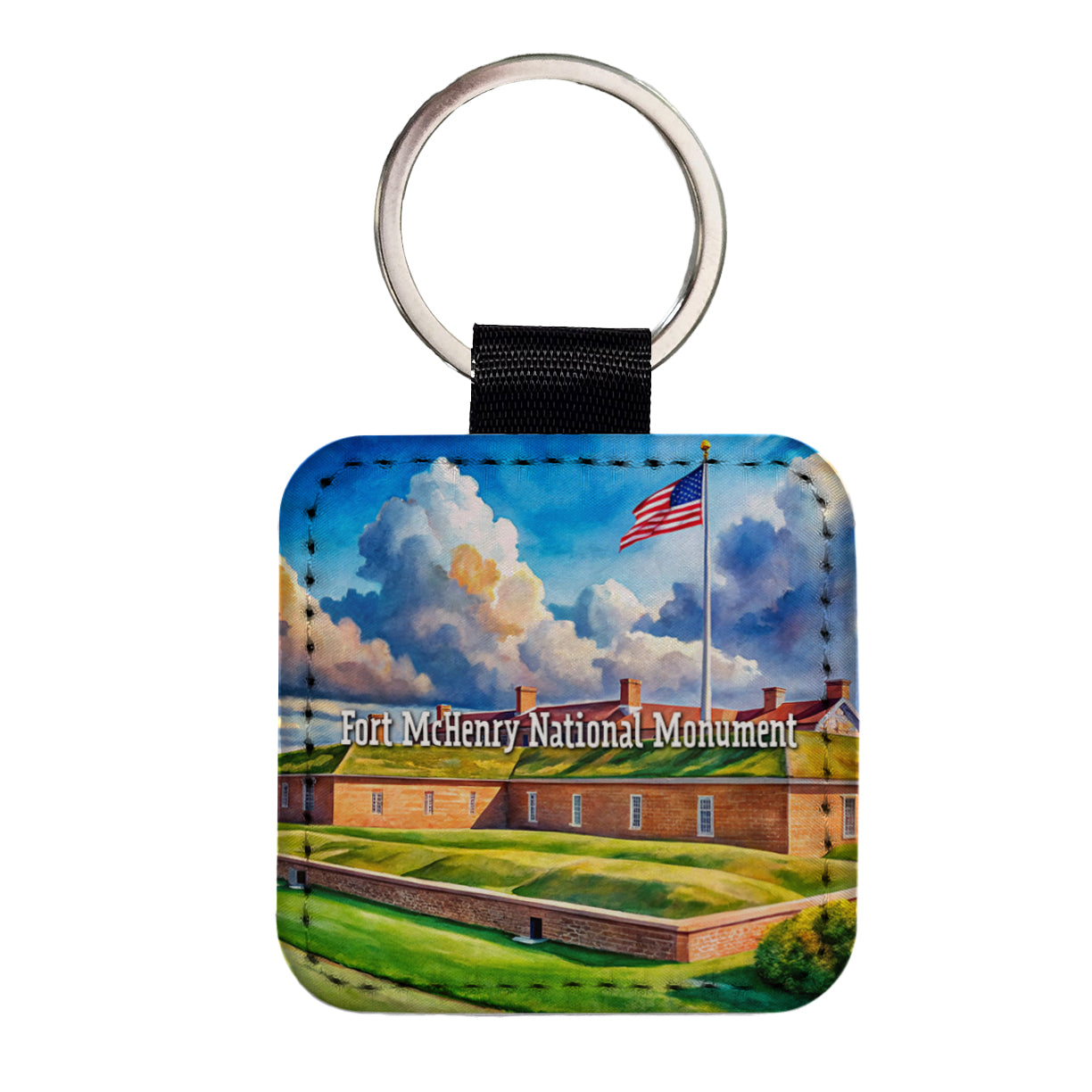 Fort McHenry National Monument Maryland Square Faux Leather Keychain