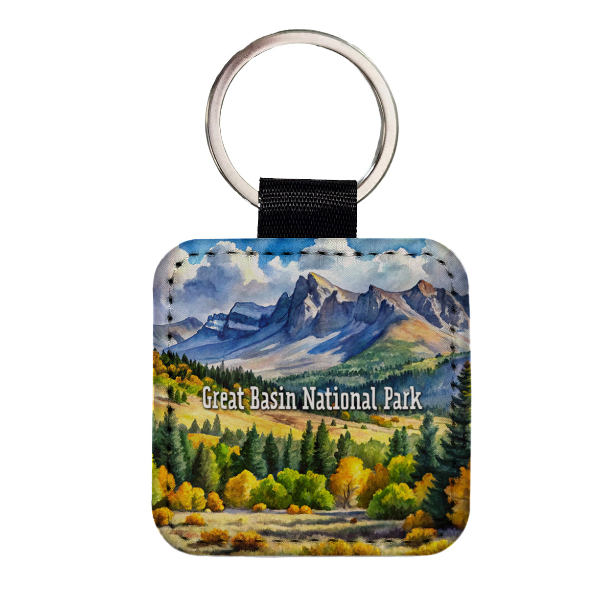 Great Basin National Park Nevada Square Faux Leather Keychain