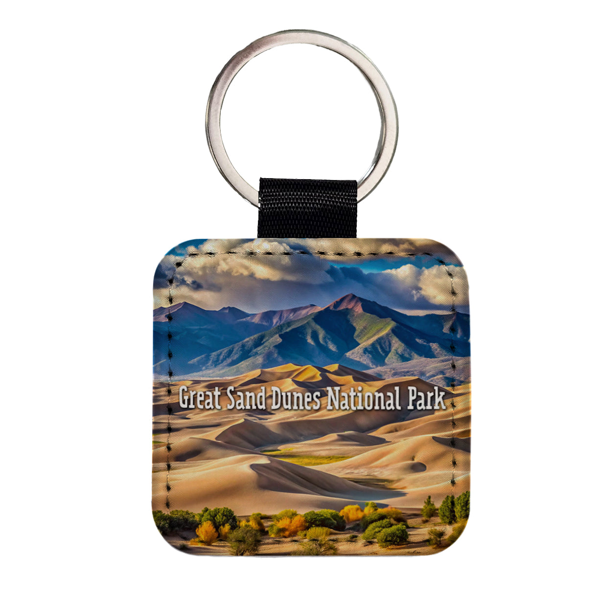 Great Sand Dunes National Park Colorado Square Faux Leather Keychain