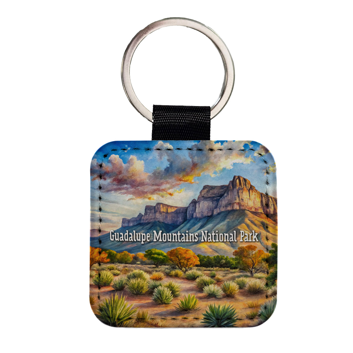 Guadalupe Mountains National Park Texas Square Faux Leather Keychain