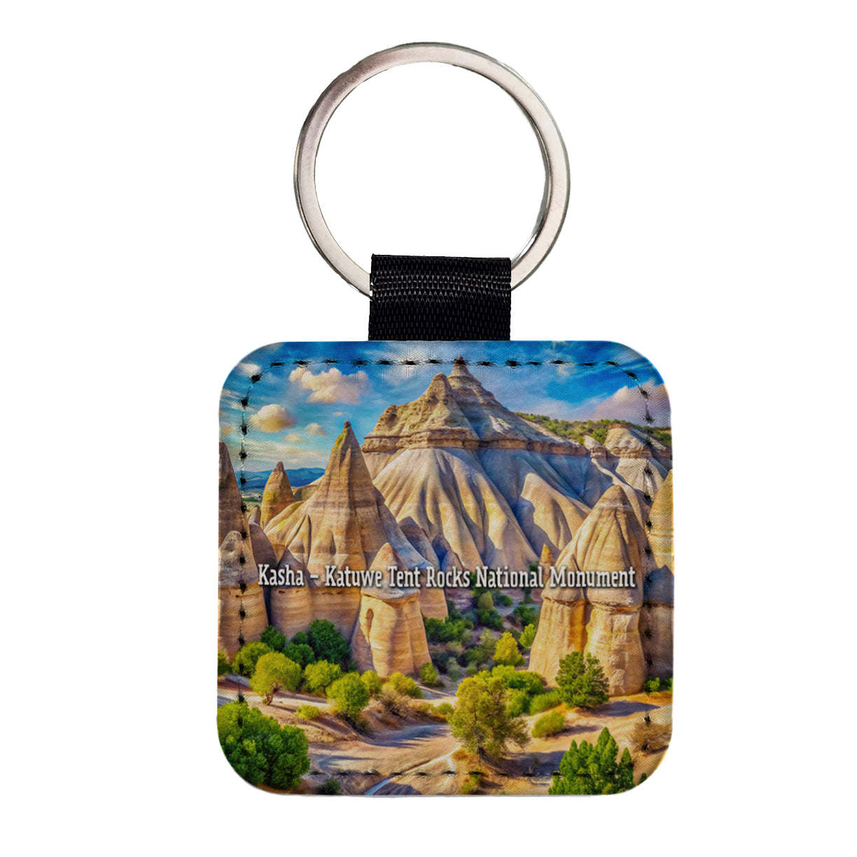 Kasha - Katuwe Tent Rocks National Monument New Mexico Square Faux Leather Keychain