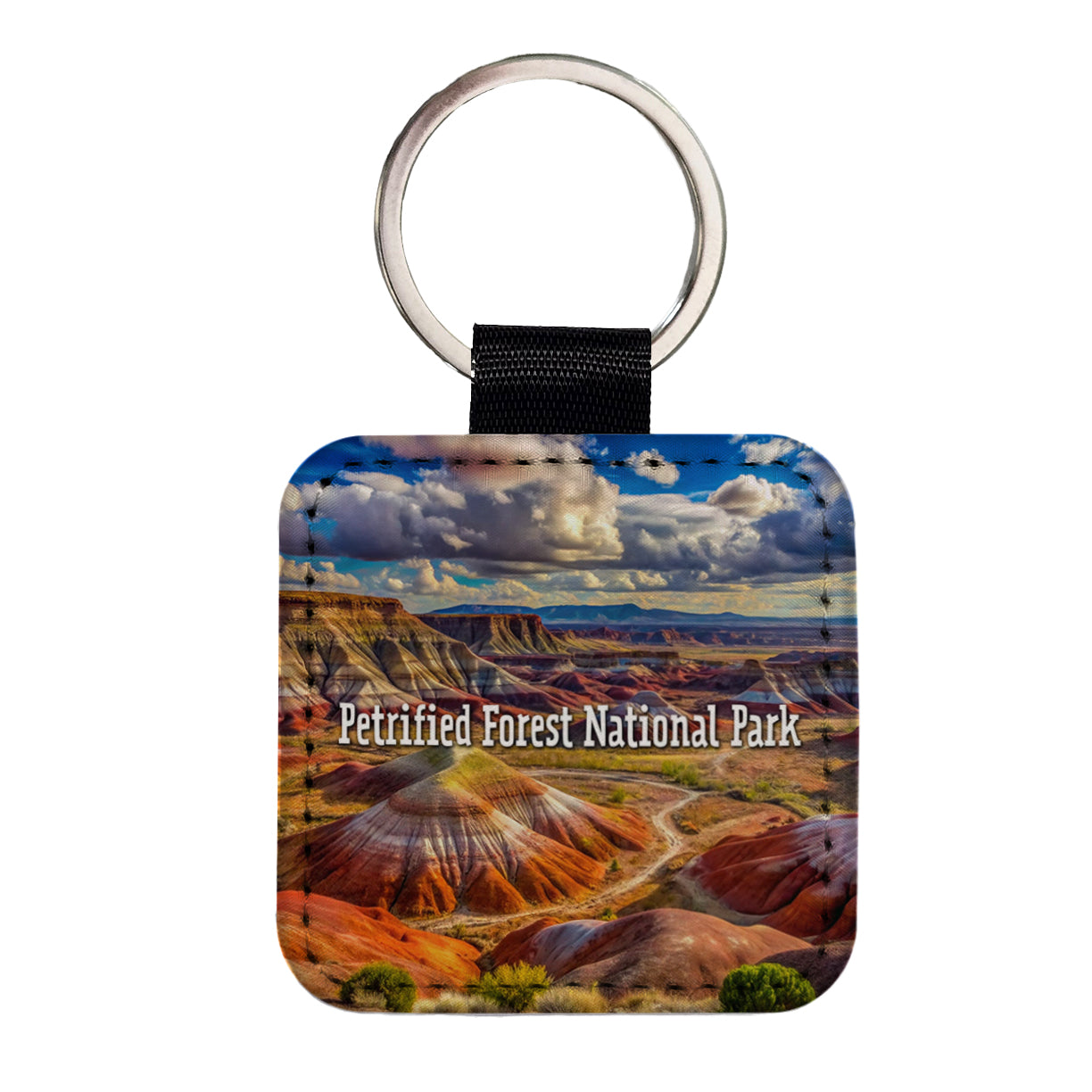 Petrified Forest National Park Arizona Square Faux Leather Keychain