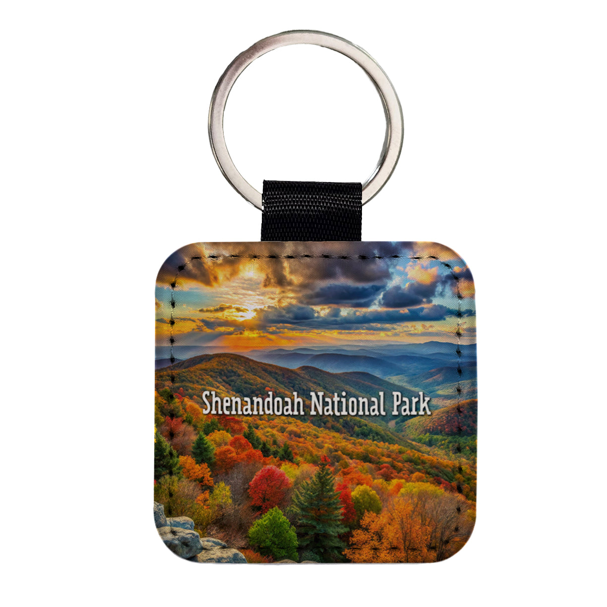 Shenandoah National Park Virginia Square Faux Leather Keychain