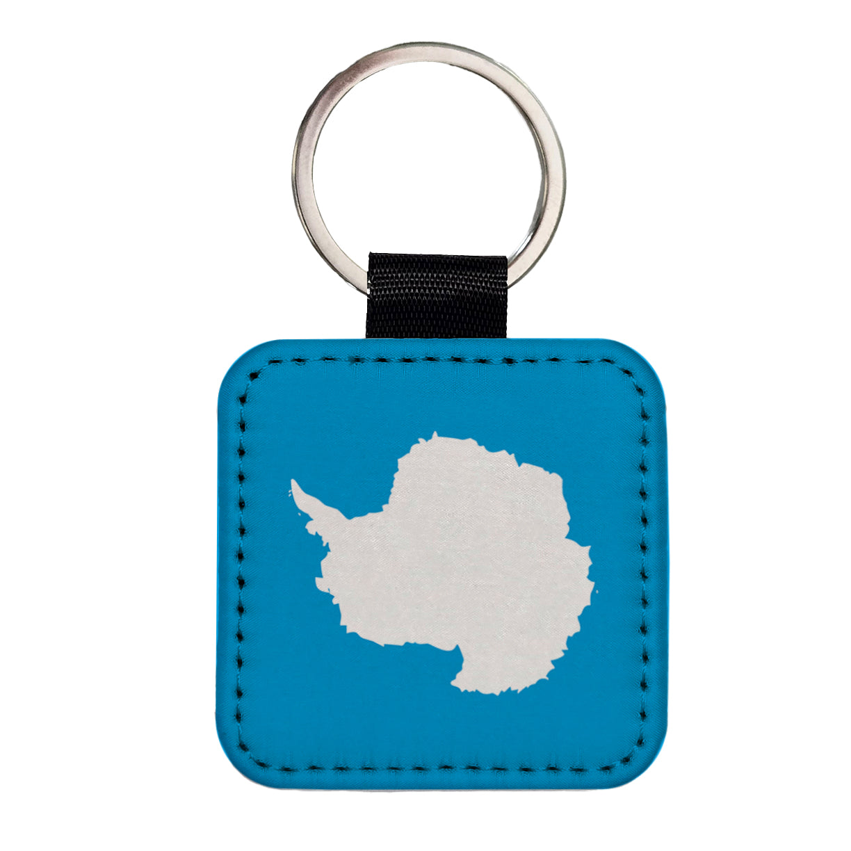 Antarctica Country Flag Square Faux Leather Keychain