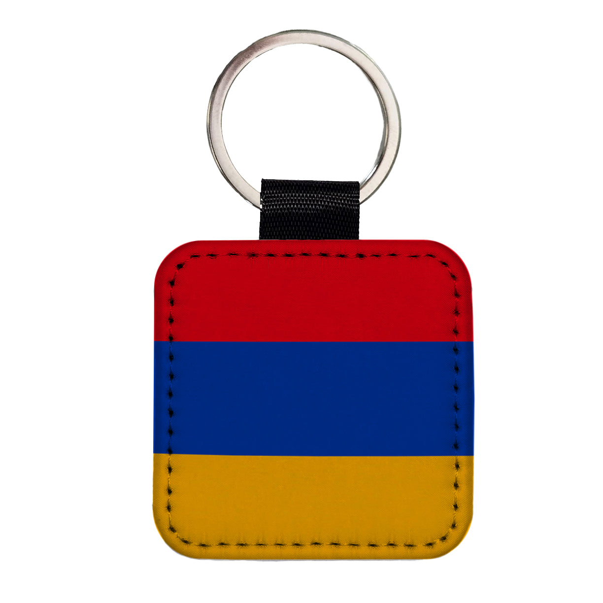 Armenia Country Flag Square Faux Leather Keychain
