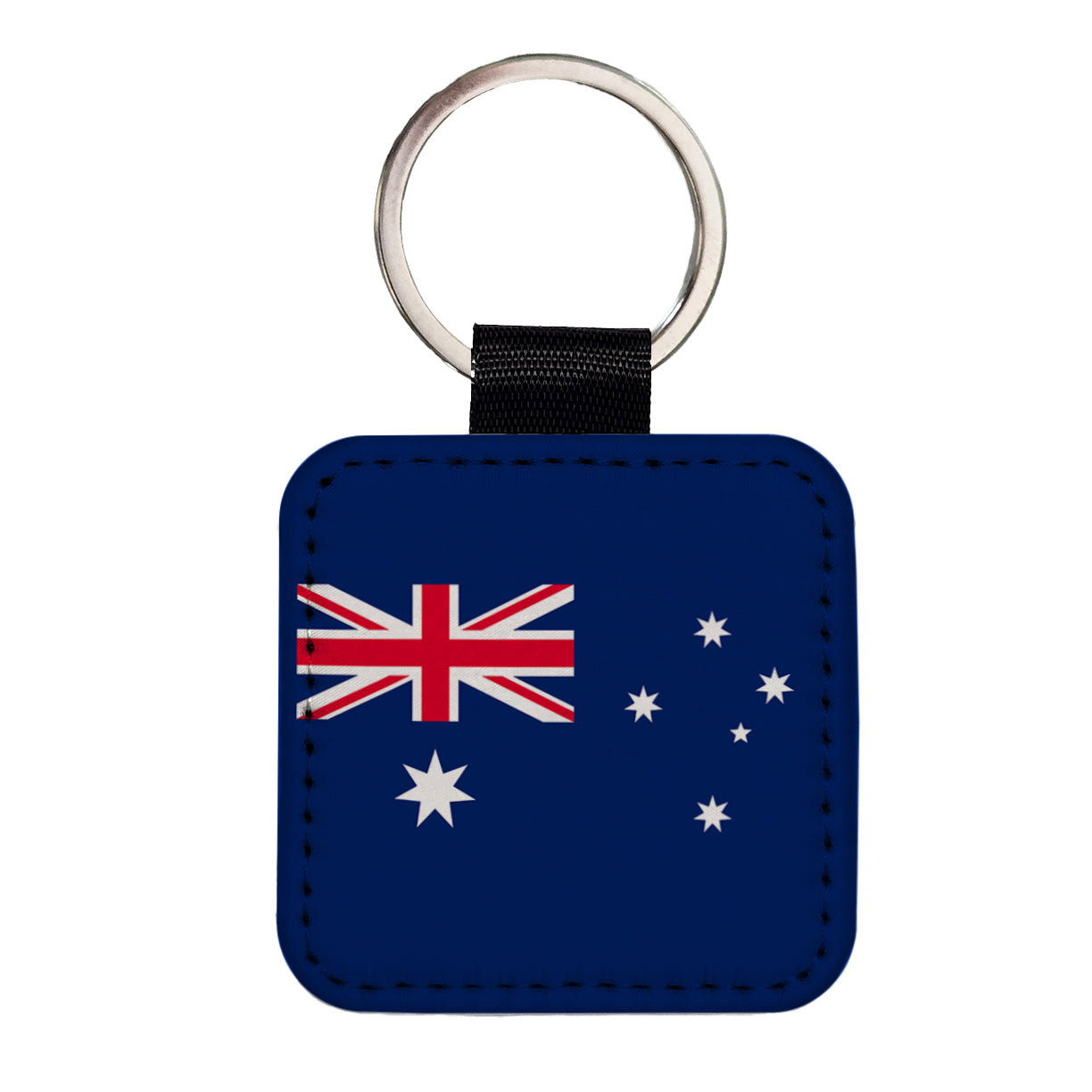 Australia Country Flag Square Faux Leather Keychain