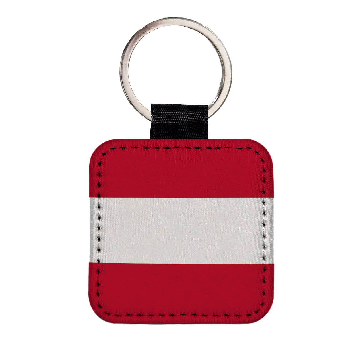 Austria Country Flag Square Faux Leather Keychain