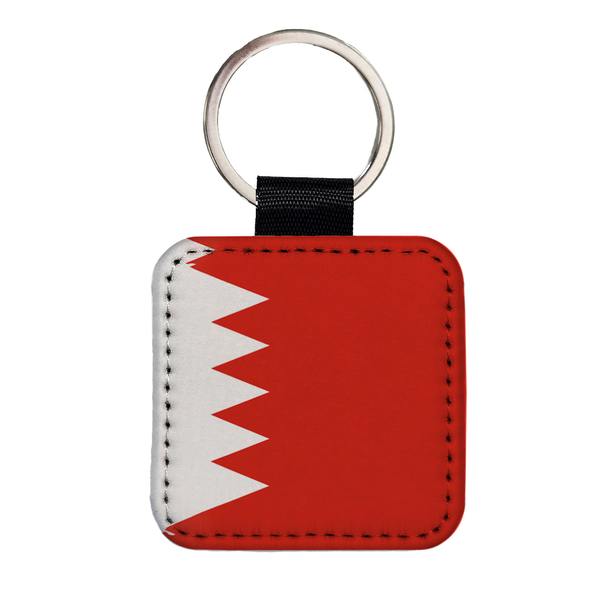 Bahrain Country Flag Square Faux Leather Keychain