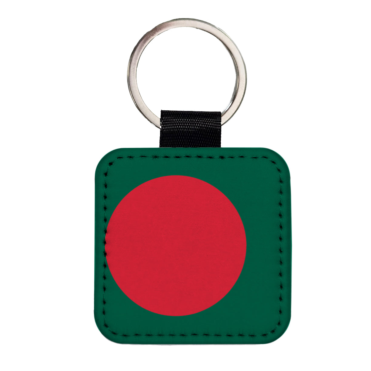 Bangladesh Country Flag Square Faux Leather Keychain