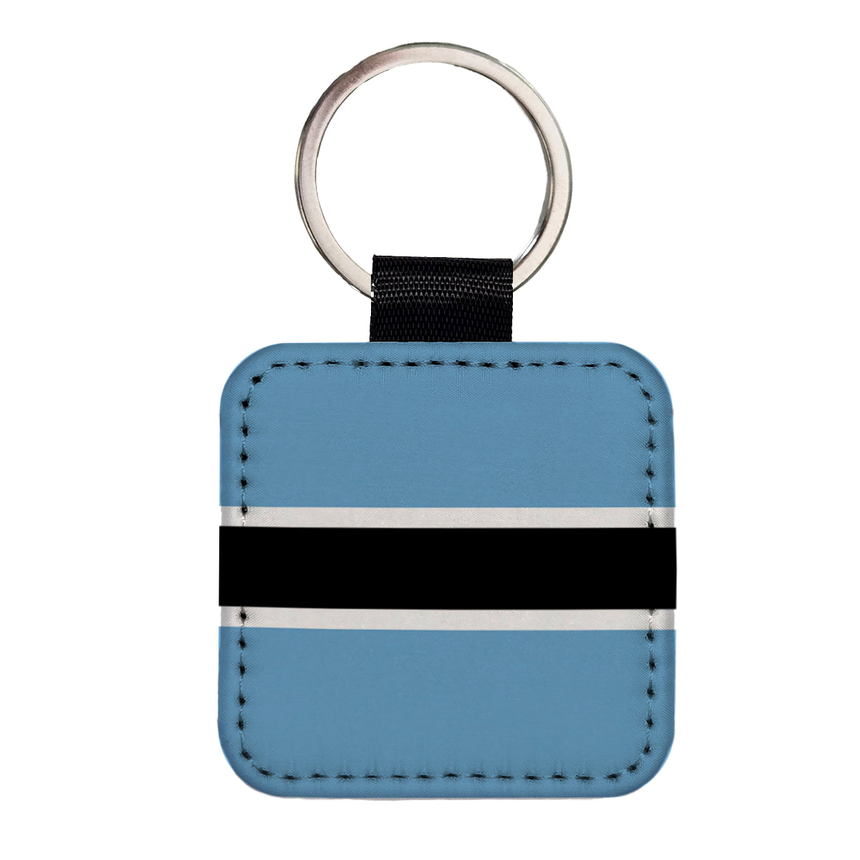 Botswana Country Flag Square Faux Leather Keychain