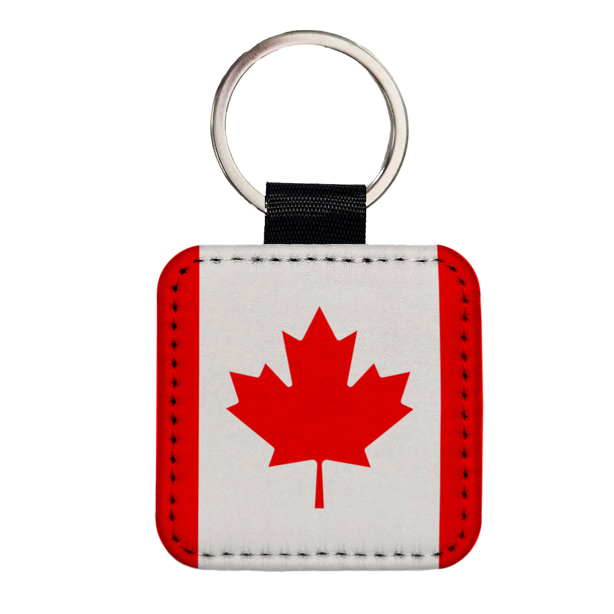 Canada Country Flag Square Faux Leather Keychain