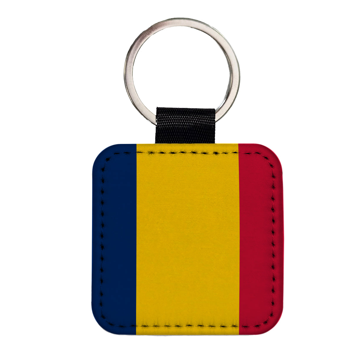 Chad Country Flag Square Faux Leather Keychain