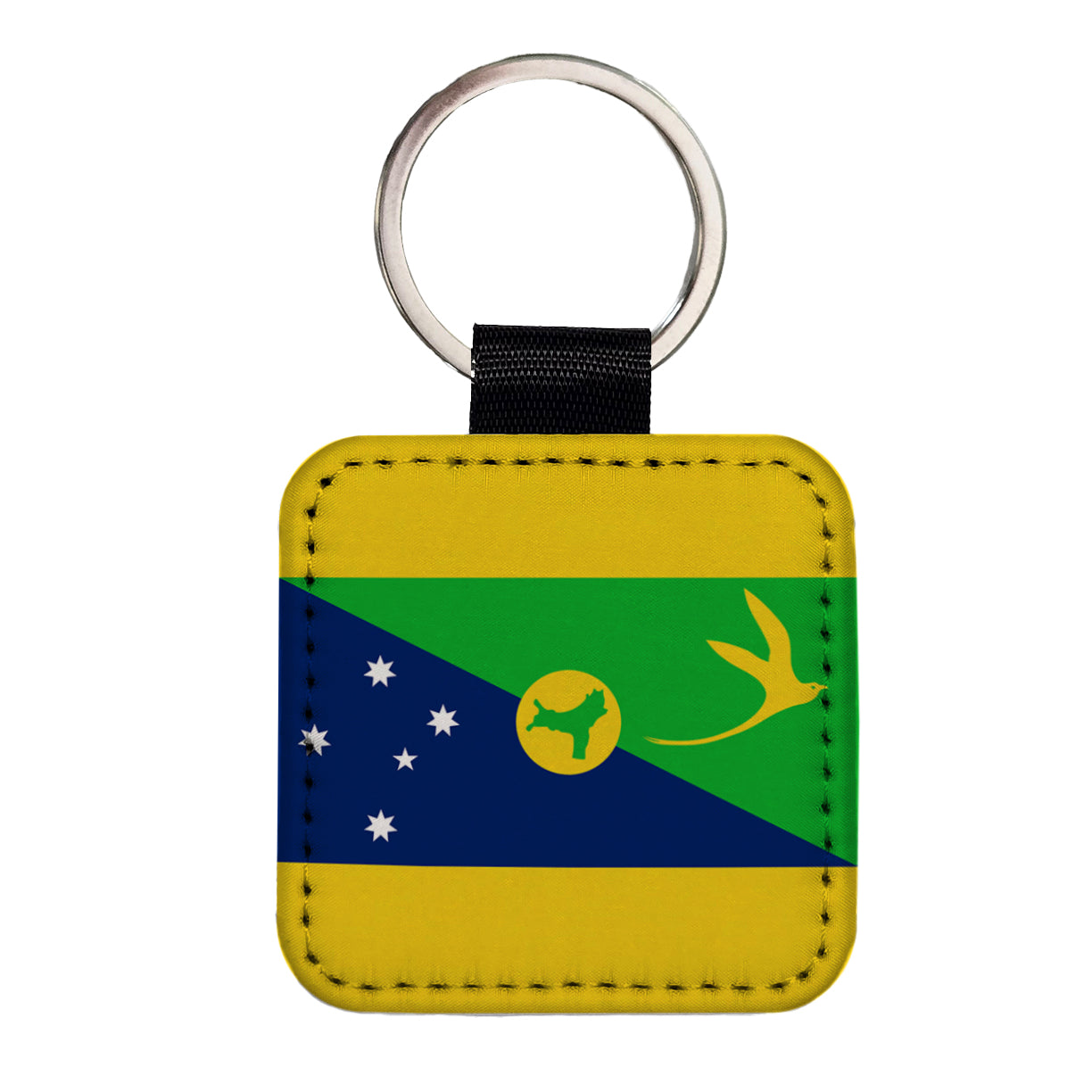 Christmas Island Country Flag Square Faux Leather Keychain