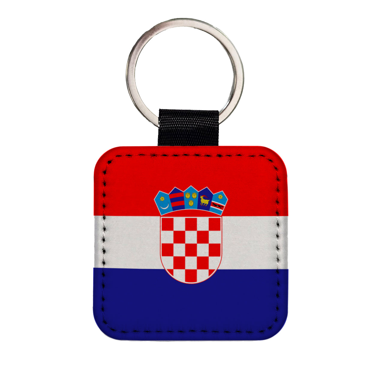 Croatia Country Flag Square Faux Leather Keychain