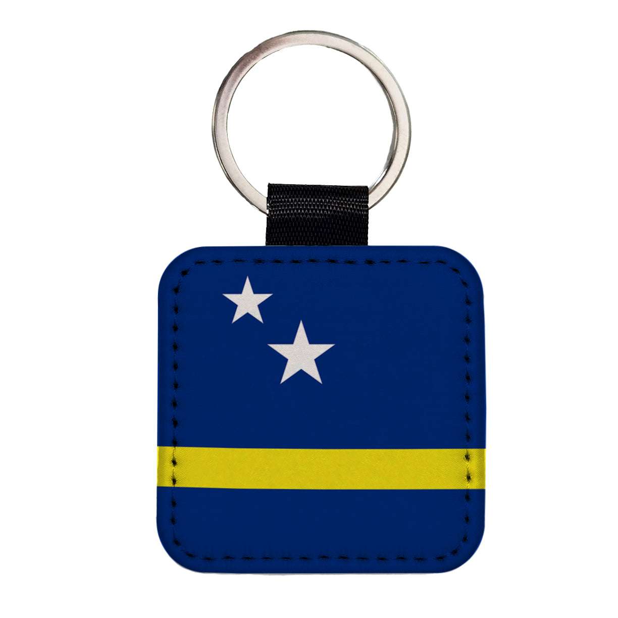 Curaçao Country Flag Square Faux Leather Keychain