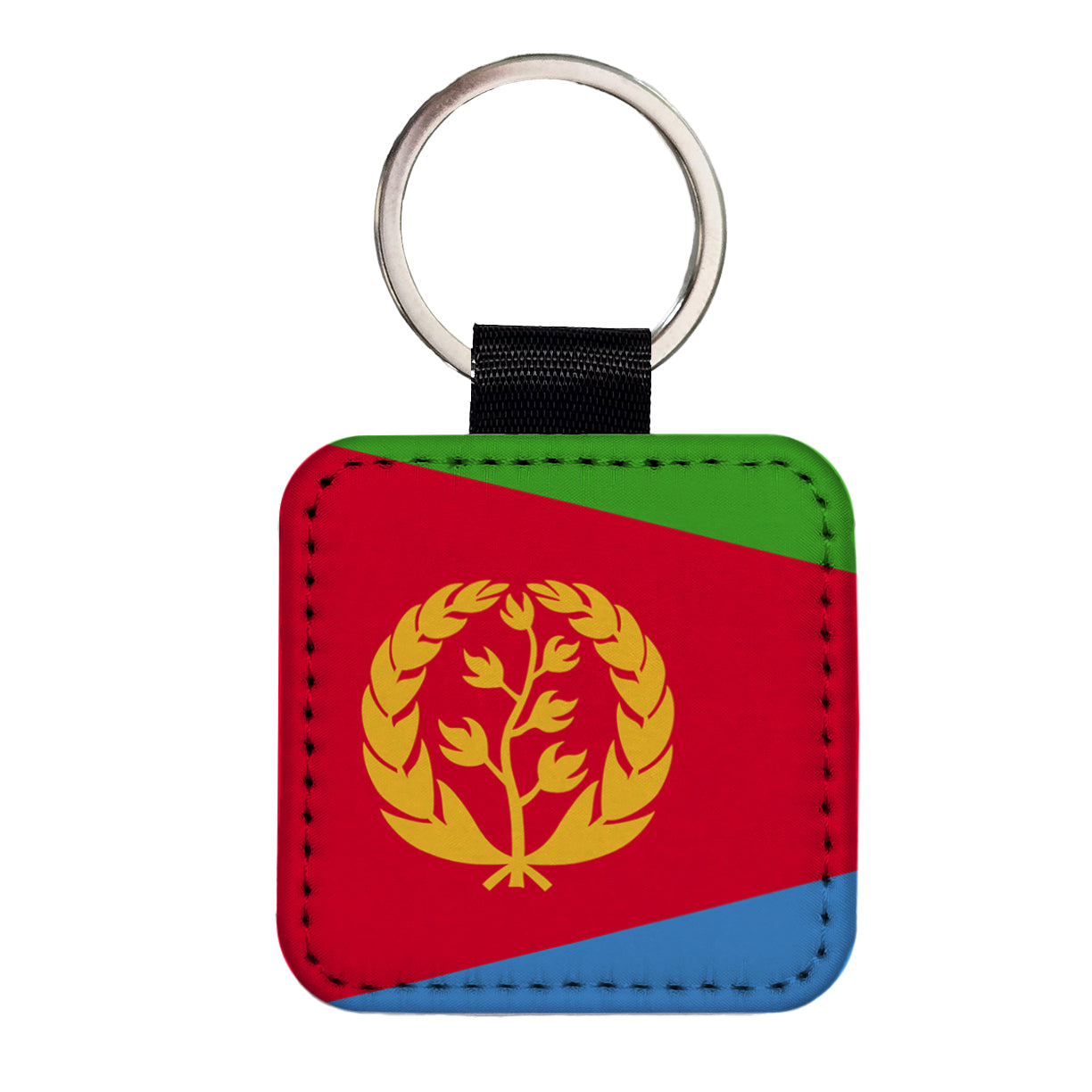 Eritrea Country Flag Square Faux Leather Keychain
