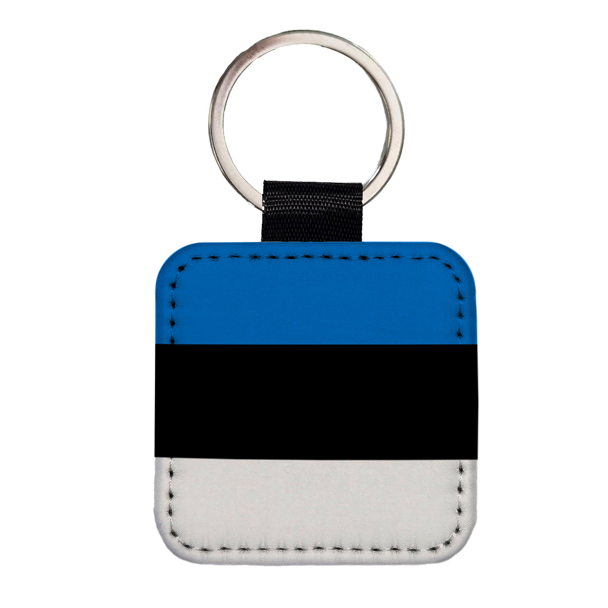 Estonia Country Flag Square Faux Leather Keychain