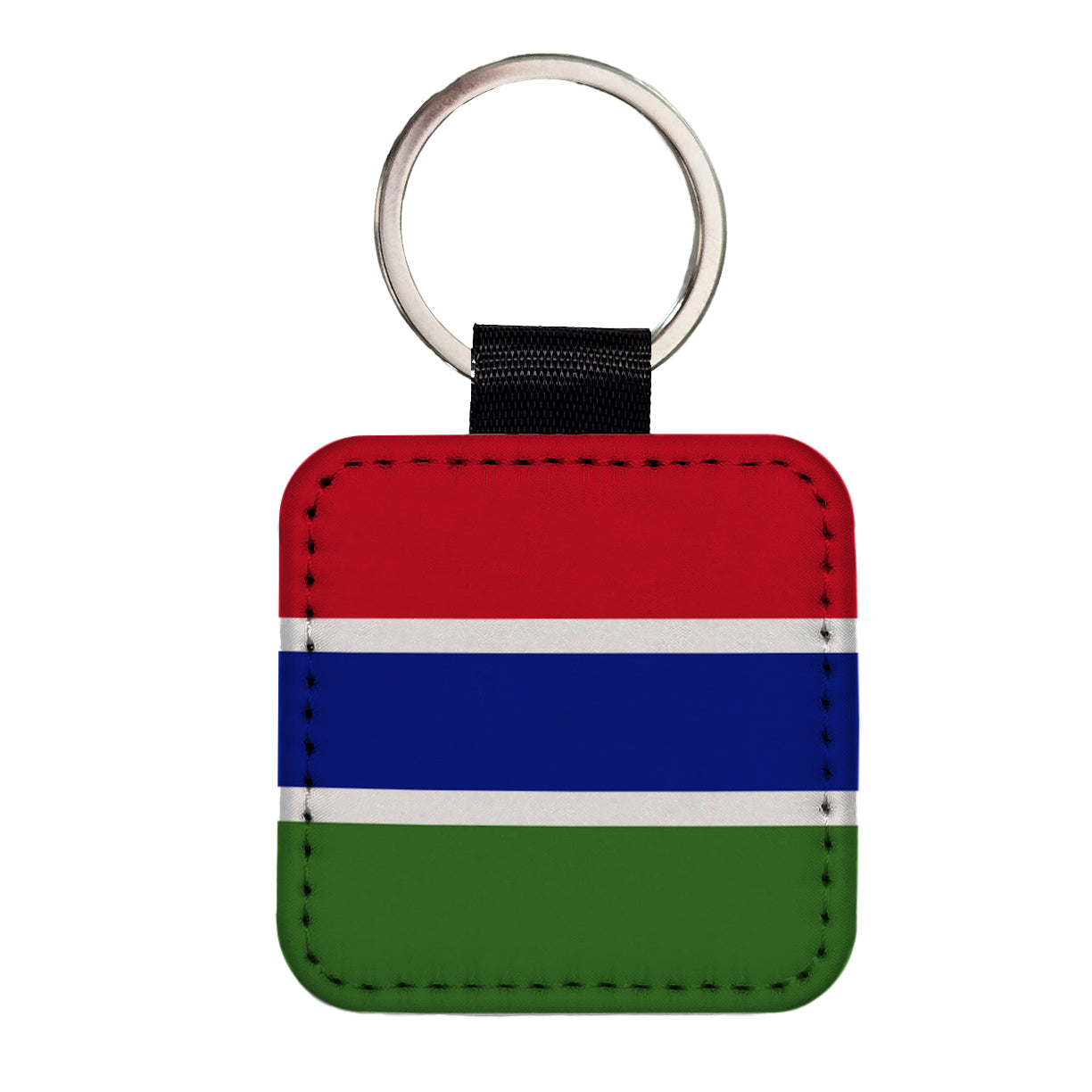 Gambia (the) Country Flag Square Faux Leather Keychain