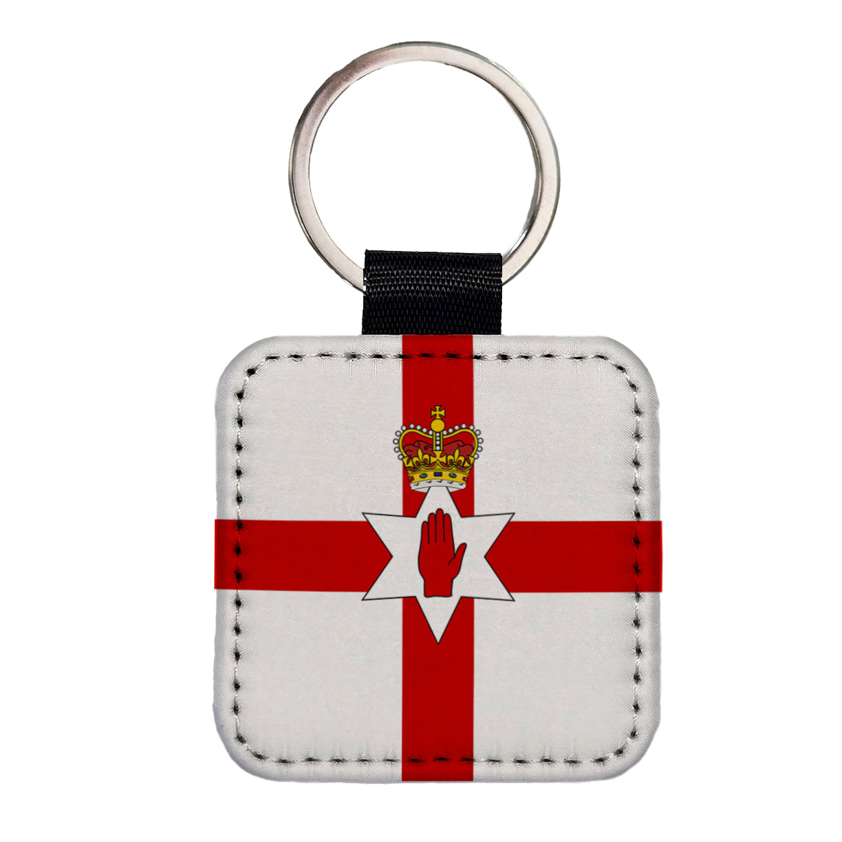 Great Britain Northern Ireland Country Flag Square Faux Leather Keychain