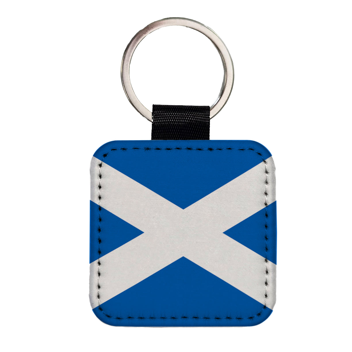 Great Britain Scotland Country Flag Square Faux Leather Keychain