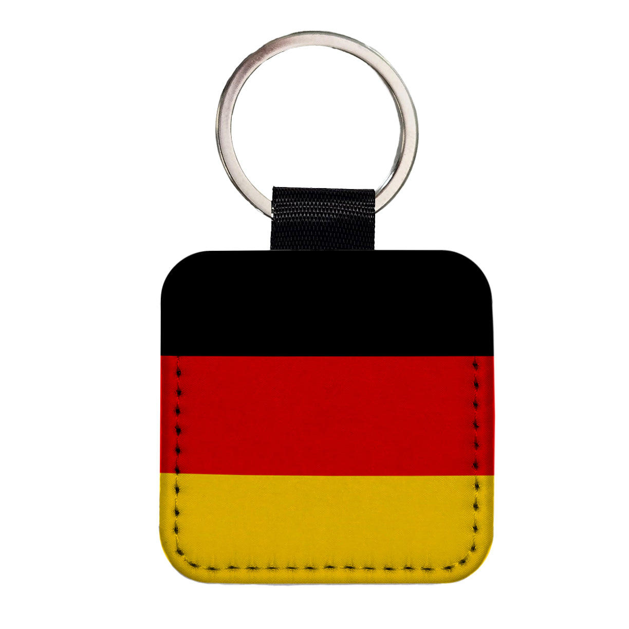 Germany Country Flag Square Faux Leather Keychain