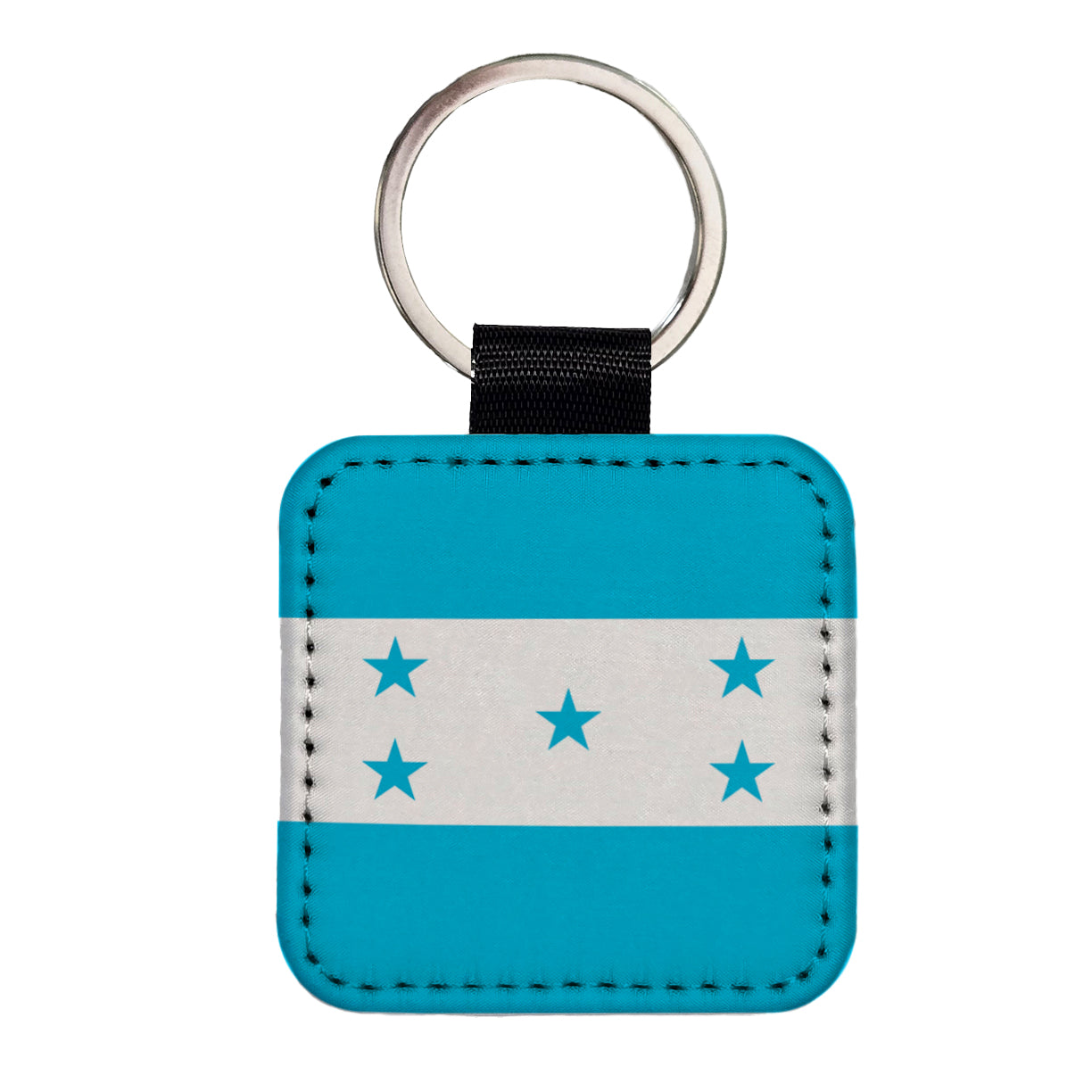 Honduras Country Flag Square Faux Leather Keychain