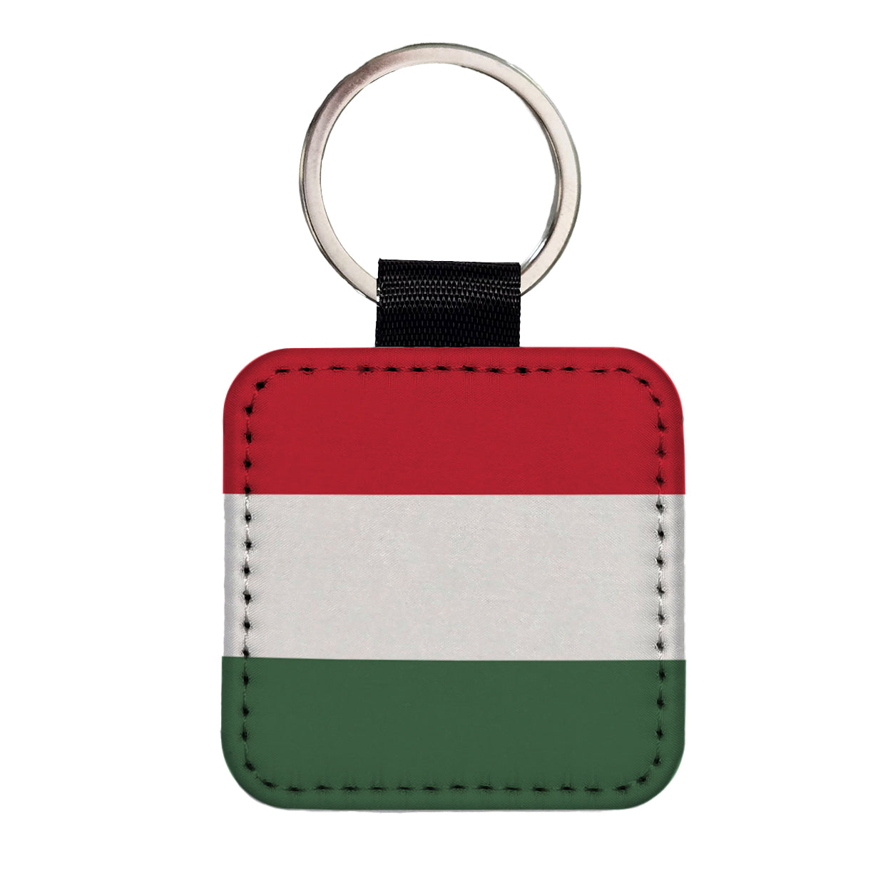 Hungary Country Flag Square Faux Leather Keychain