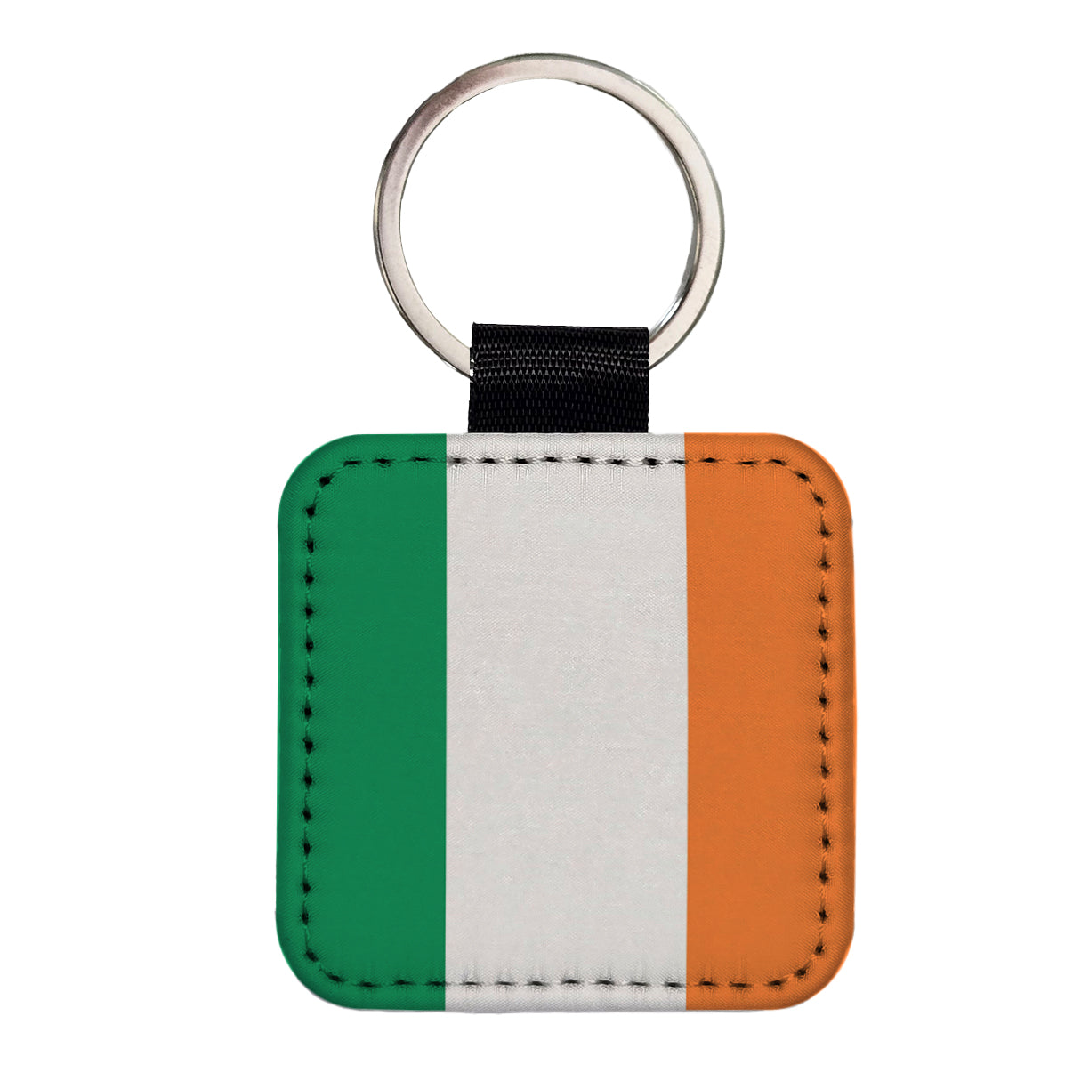 Ireland Country Flag Square Faux Leather Keychain