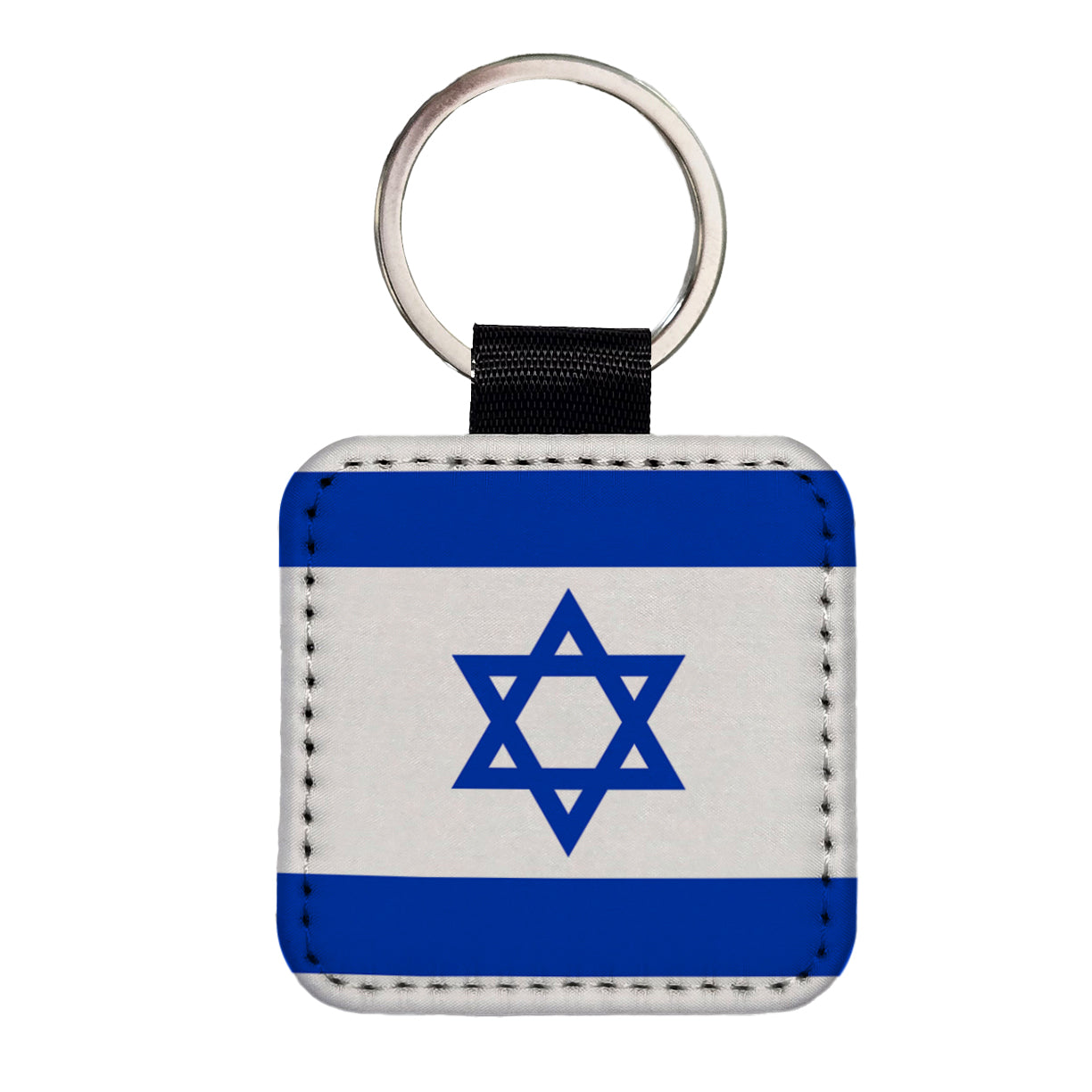 Israel Country Flag Square Faux Leather Keychain