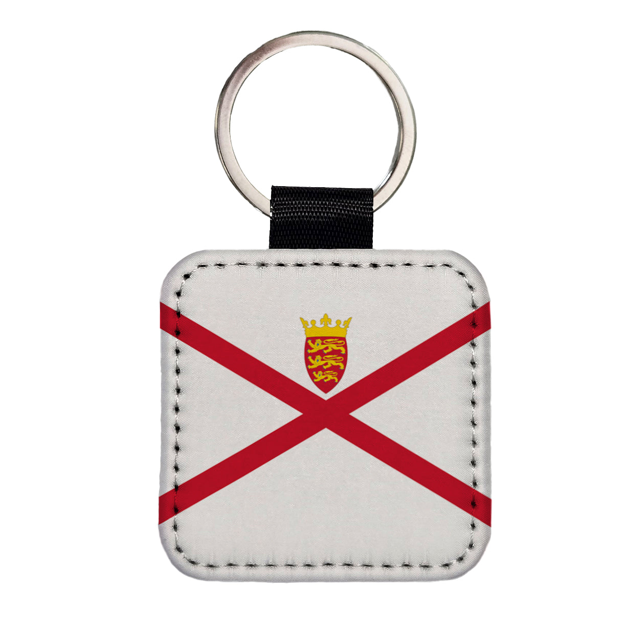 Jersey Country Flag Square Faux Leather Keychain