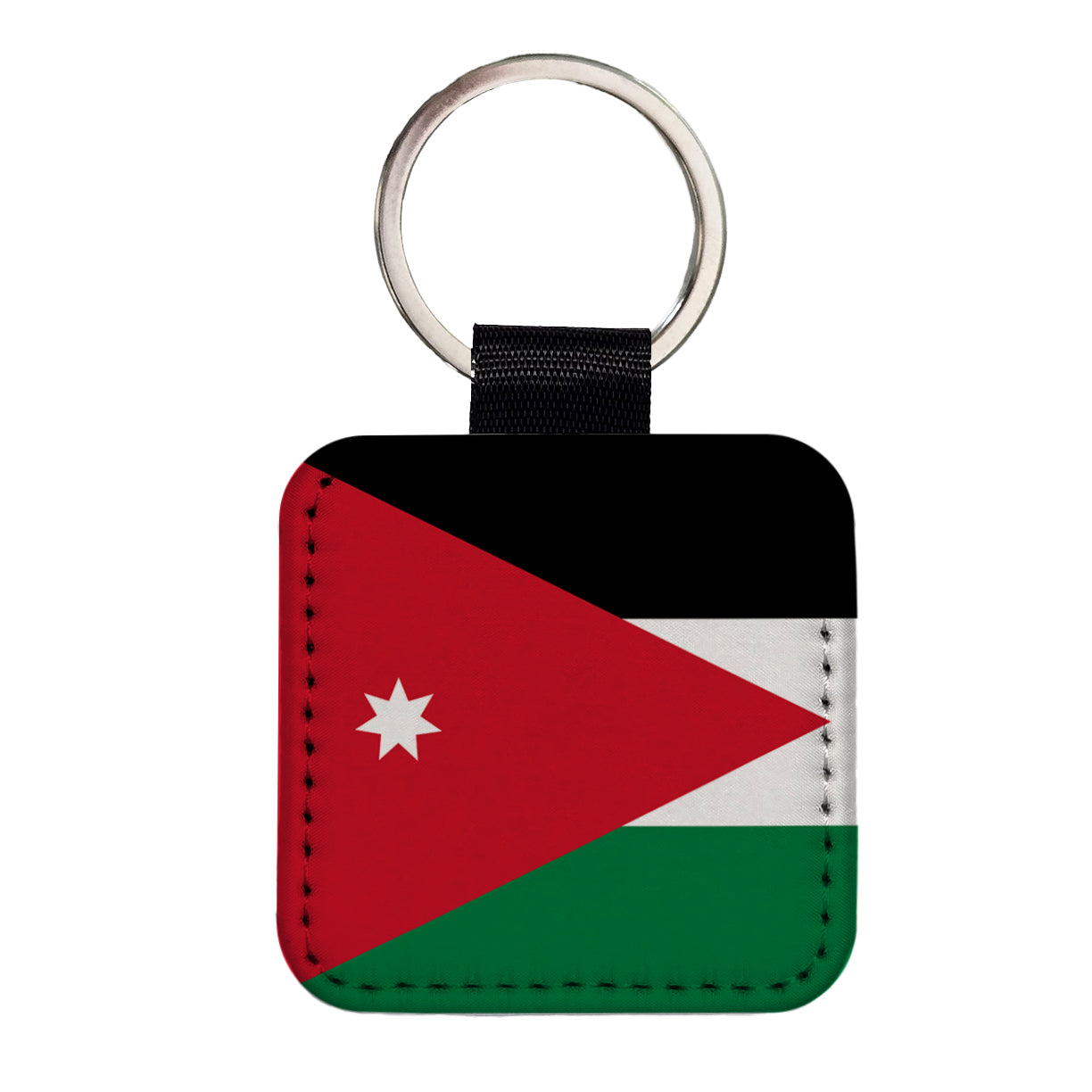 Jordan Country Flag Square Faux Leather Keychain