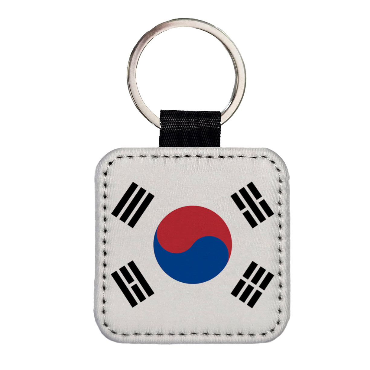 Korea (the Republic of) Country Flag Square Faux Leather Keychain