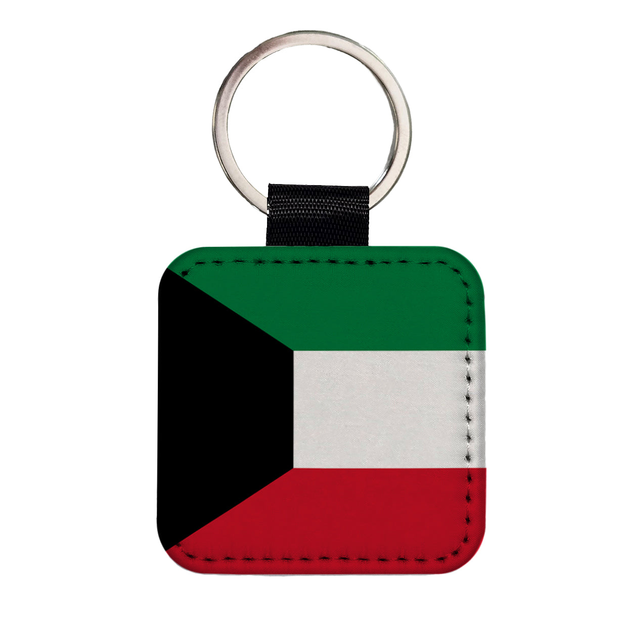 Kuwait Country Flag Square Faux Leather Keychain