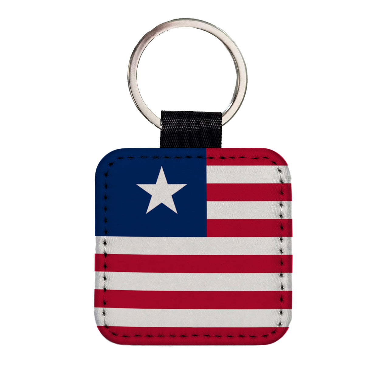 Liberia Country Flag Square Faux Leather Keychain