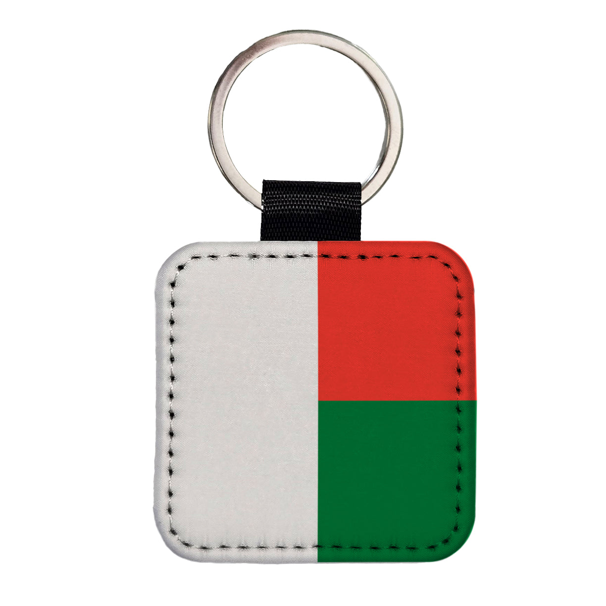Madagascar Country Flag Square Faux Leather Keychain