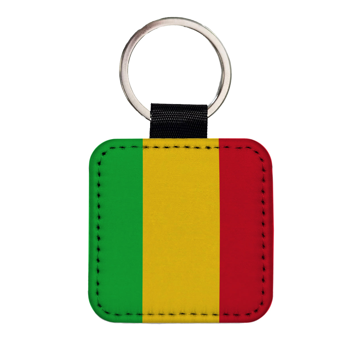 Mali Country Flag Square Faux Leather Keychain