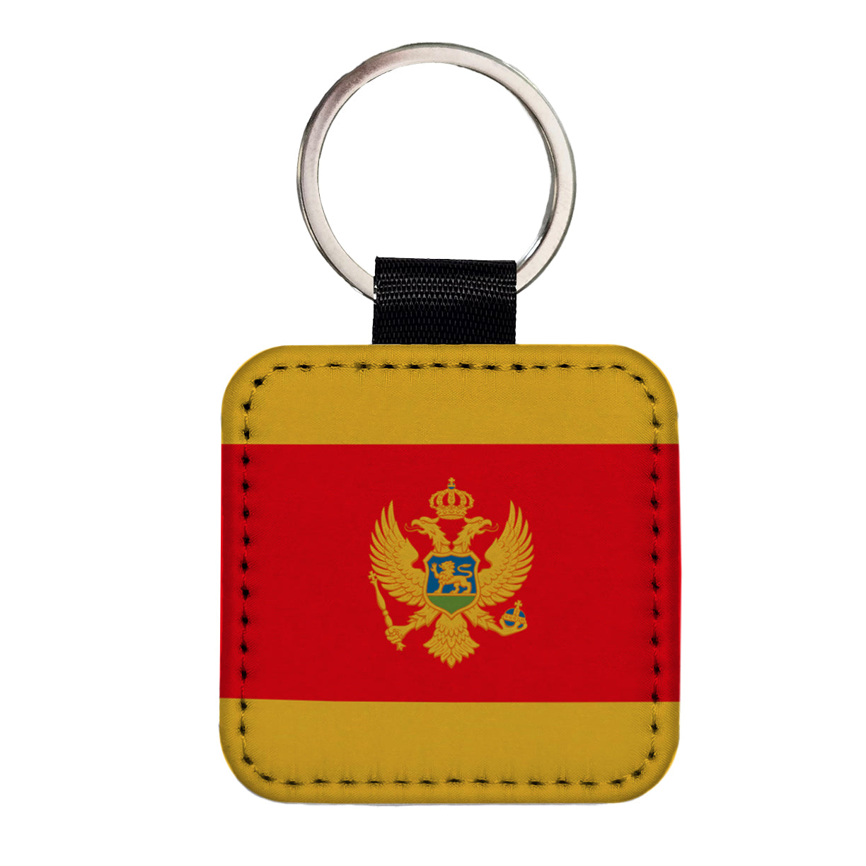 Montenegro Country Flag Square Faux Leather Keychain