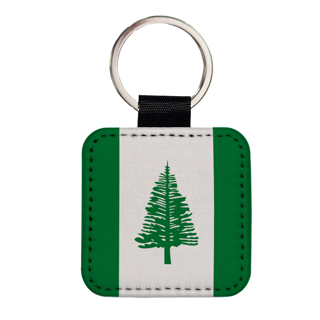 Norfolk Island Country Flag Square Faux Leather Keychain