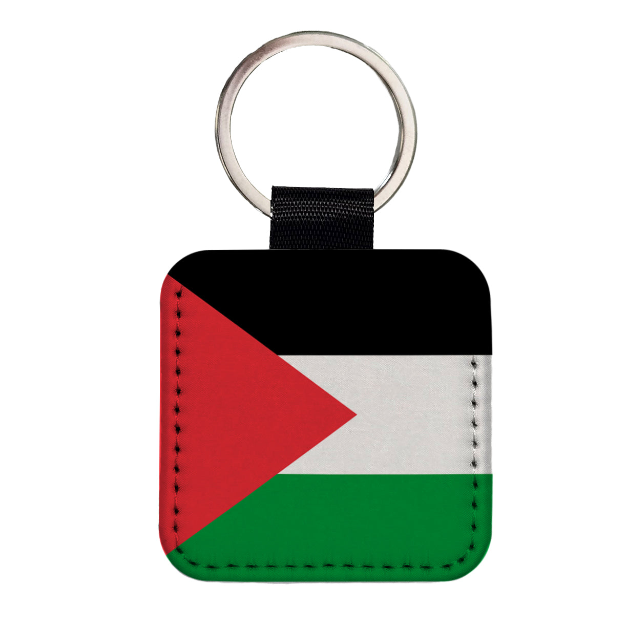 Palestine, State of Country Flag Square Faux Leather Keychain