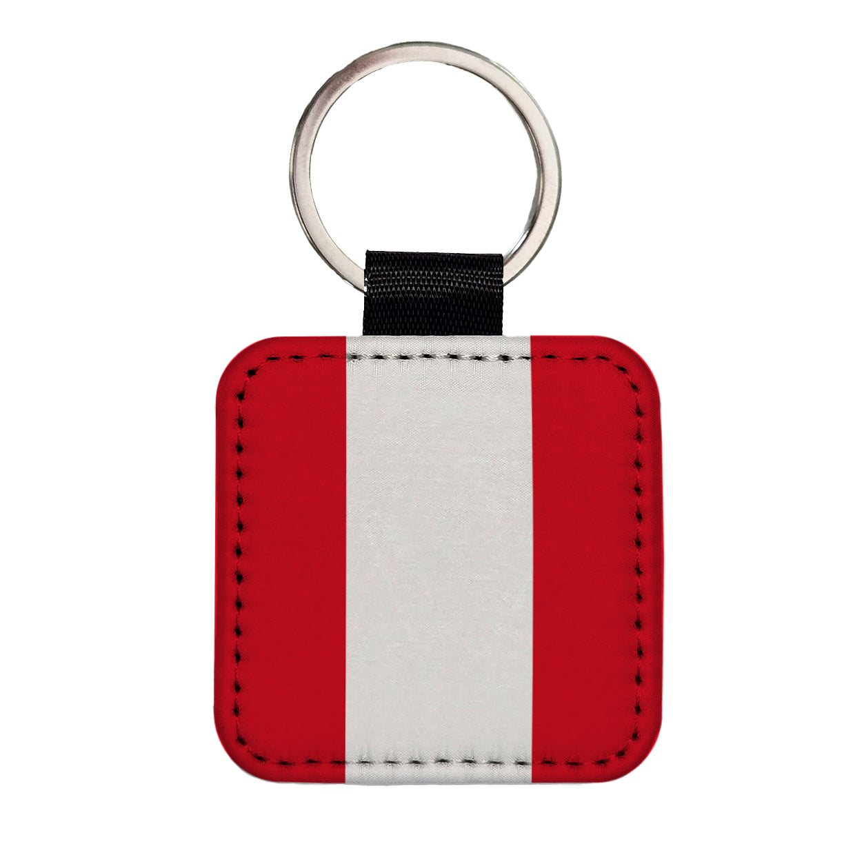 Peru Country Flag Square Faux Leather Keychain