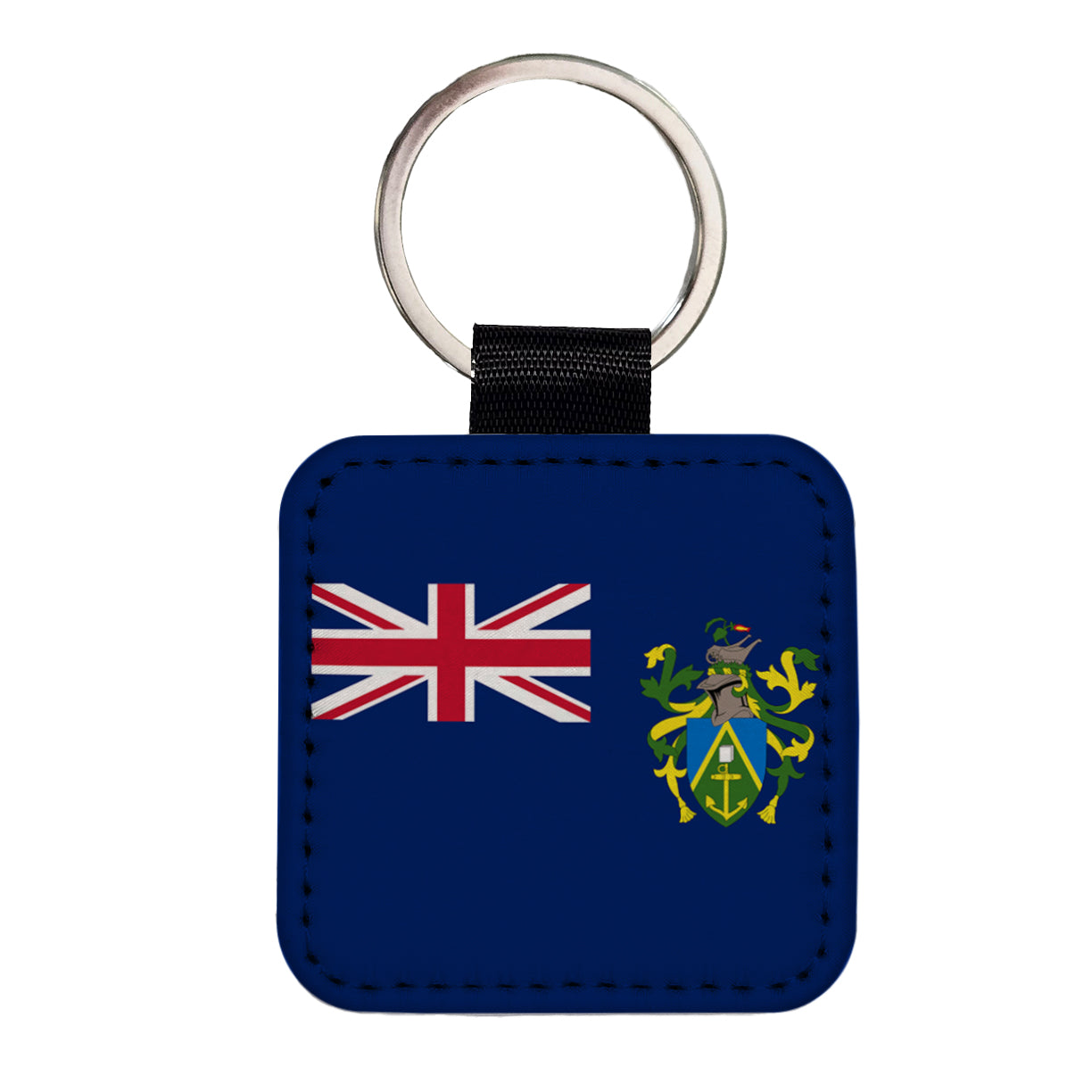 Pitcairn Country Flag Square Faux Leather Keychain