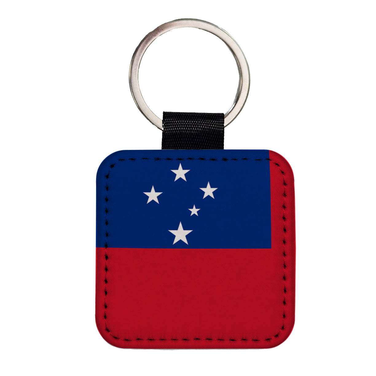 Samoa Country Flag Square Faux Leather Keychain