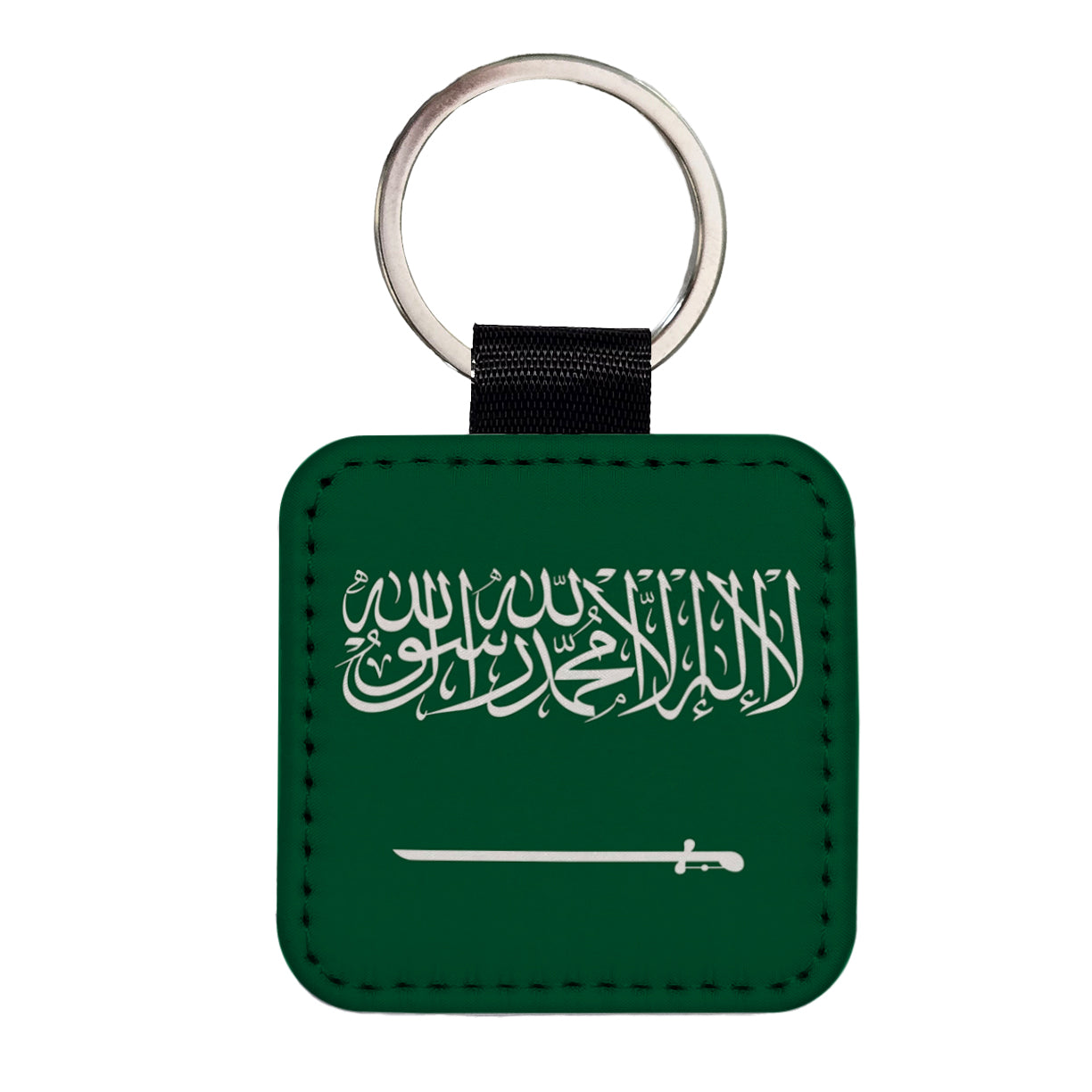 Saudi Arabia Country Flag Square Faux Leather Keychain