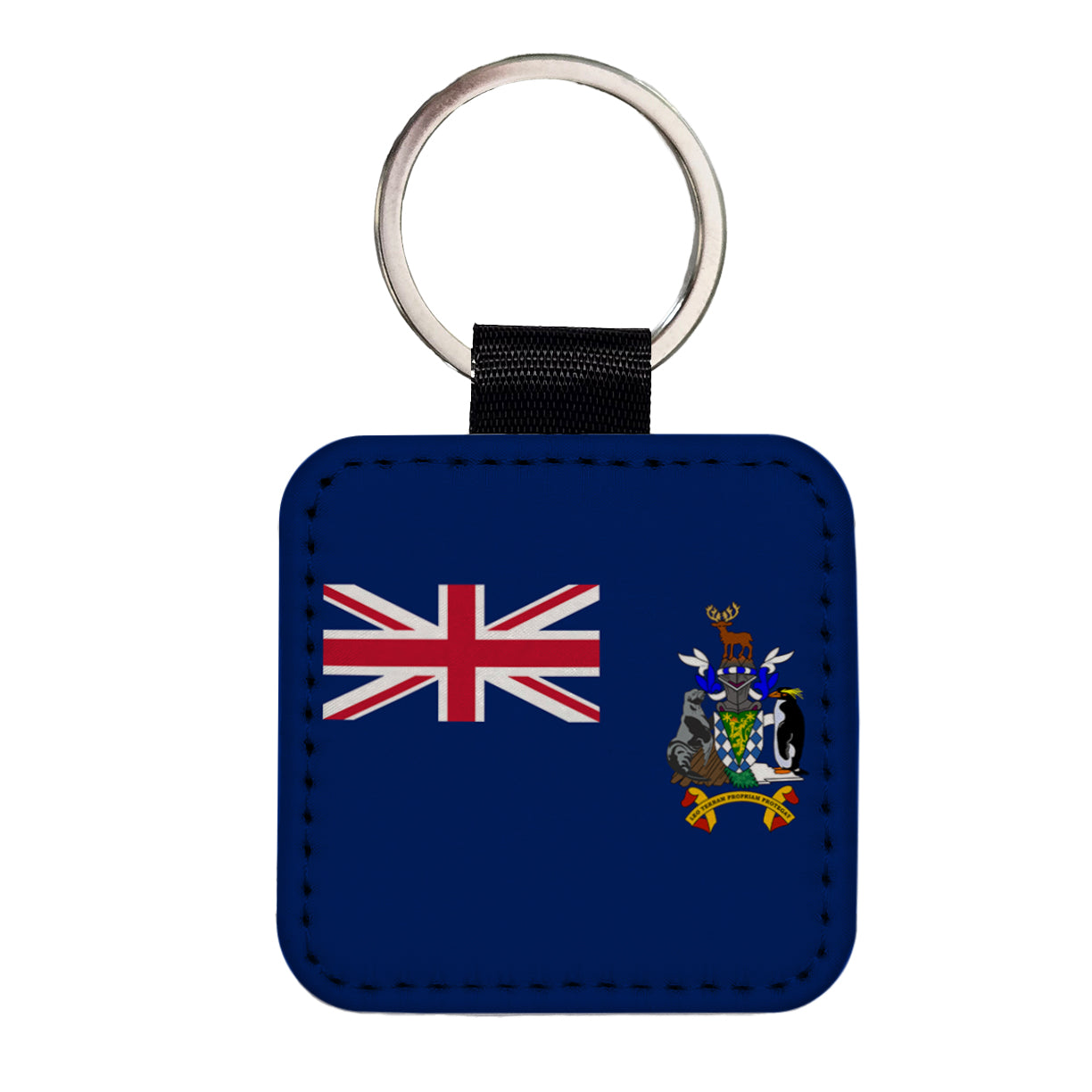 South Georgia and the South Sandwich Islands Country Flag Square Faux Leather Keychain